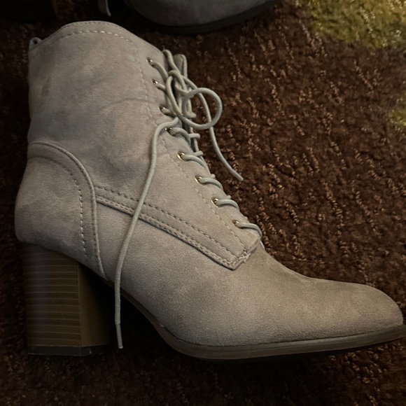 Journee Collection Gray Lace-Up Boots - Picture 2 of 9